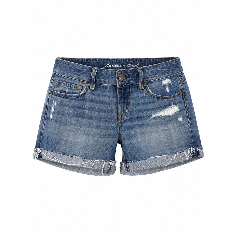 American Eagle Distressed Denim Cutoff Shorts Size 8 Medium Blue